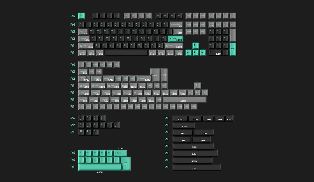Cherry Profile Double - Shot PBT Full Set Keycaps - Hacker Mint - Image 6