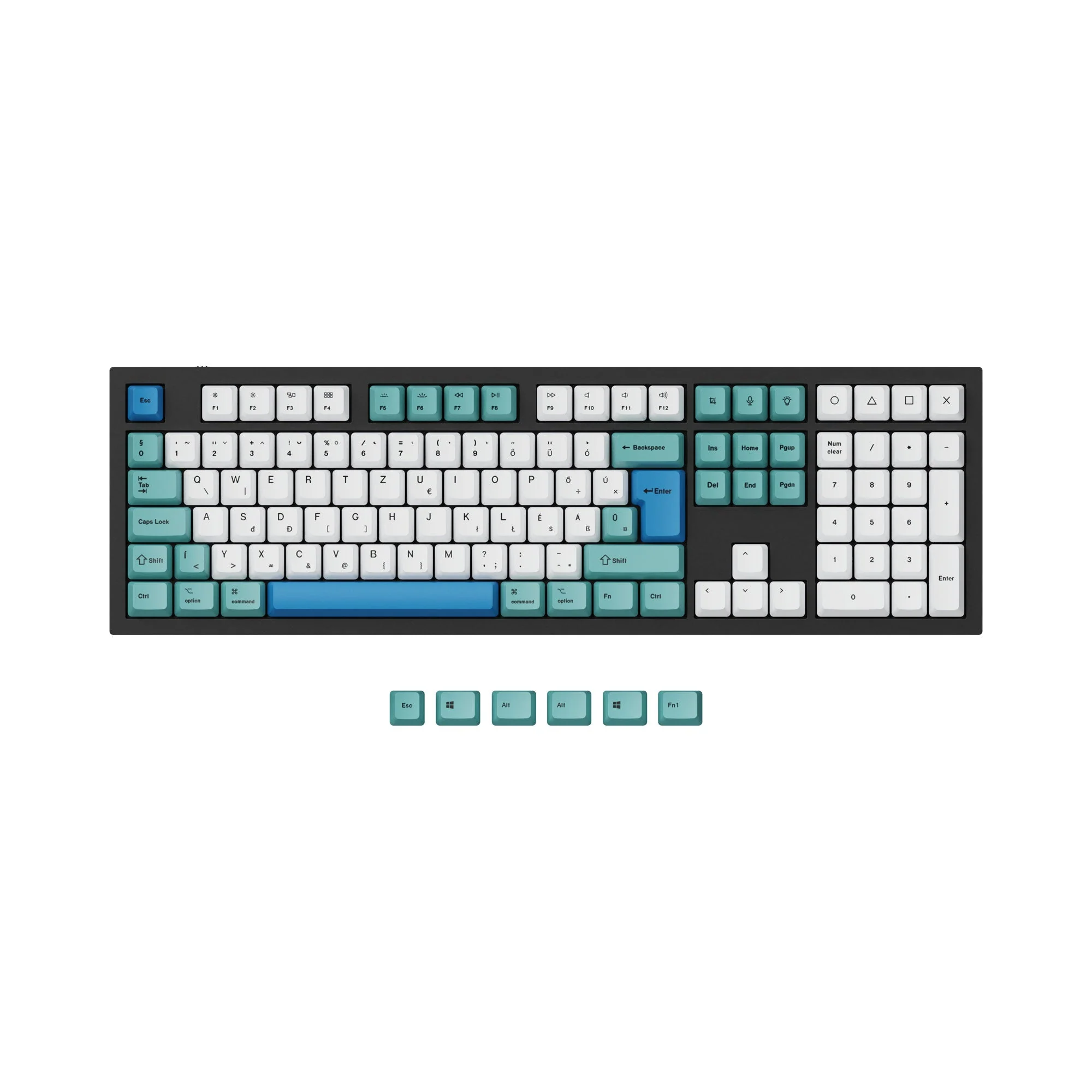 ISO & ANSI Q3 & Q4 & Q4 Pro & Q6 & Q6 Pro & V3 & V4 & V6 & K8 & K8 Pro OEM Dye-Sub PBT Keycap Set - Iceberg - Image 9