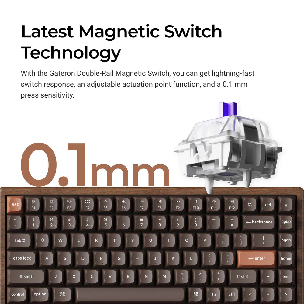 Keychron K2 HE Wireless Magnetic Switch Custom Keyboard - All Wood Special Edition (US ANSI Layout) - Image 3